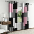 thumbnail image 2 of Aofoto Pink and Black Blackout Curtains, Gray White Girls Abstract Geometric Preppy Art Kids Adults Living Room Bedroom Window Drapes, 52" W x 84" L, 2 Panels, 2 of 6
