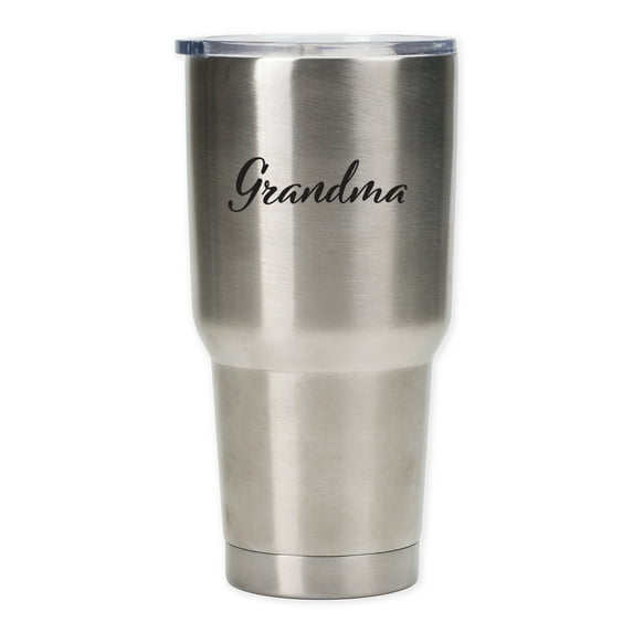 Grandma Black Matte Script 30 Ounce Stainless Steel Travel Tumbler Mug with Lid