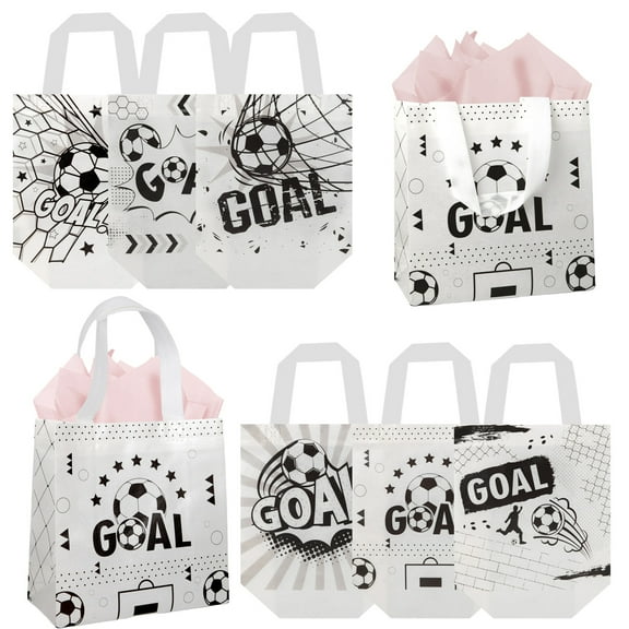 24pcs Football-themed Gift Bags, Football Party Candy Bags, suitable for holding snacks, candies, and party favors. An ideal choice for Valentine's Day and birthday party gift bags.