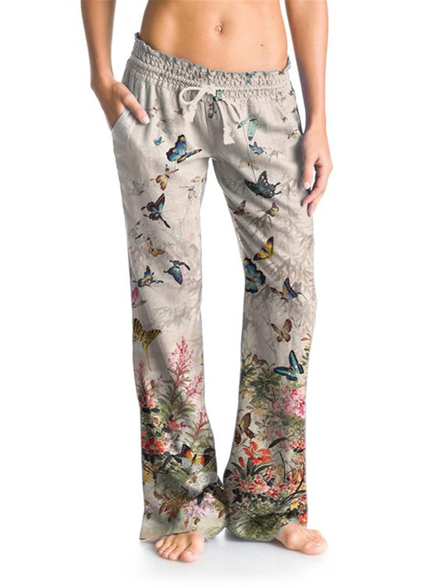 Cropped trousers with floral print