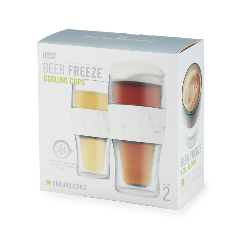 Host Freeze Beer Glasses, 16 ounce Freezer Gel Chiller Double Wall Plastic  Frozen Pint Glass, Set of 4, Black and Gray