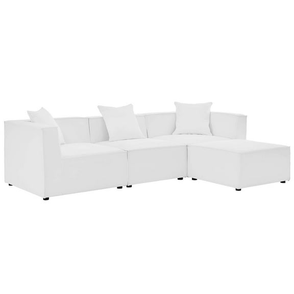 Modway Saybrook Outdoor Patio Upholstered 4-Piece Sectional Sofa in White