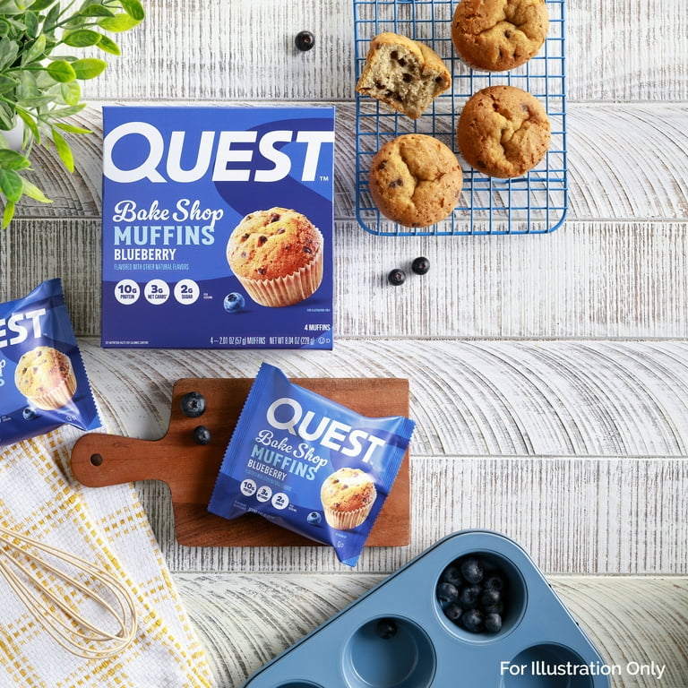 6 pack) Quest Bake Shop Protein Muffins, Blueberry Flavor, 10g