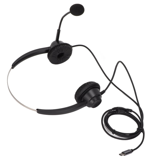 Business Headset, H360-TYPE-C Binaural Noise Cancelling Double Sided Headset For Call Center Online Course Conference Call