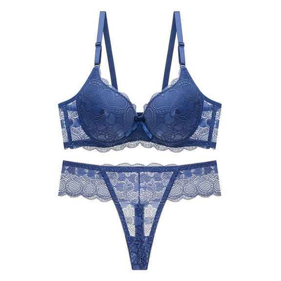 Lilgiuy Trendy Women Charming Lace Underwear Pajamas Embroidered Ladies Steel Rings Intimates Set for Home Leisure