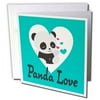 3dRose Panda Love Image - Greeting Cards, 6 by 6-inches, set of 6