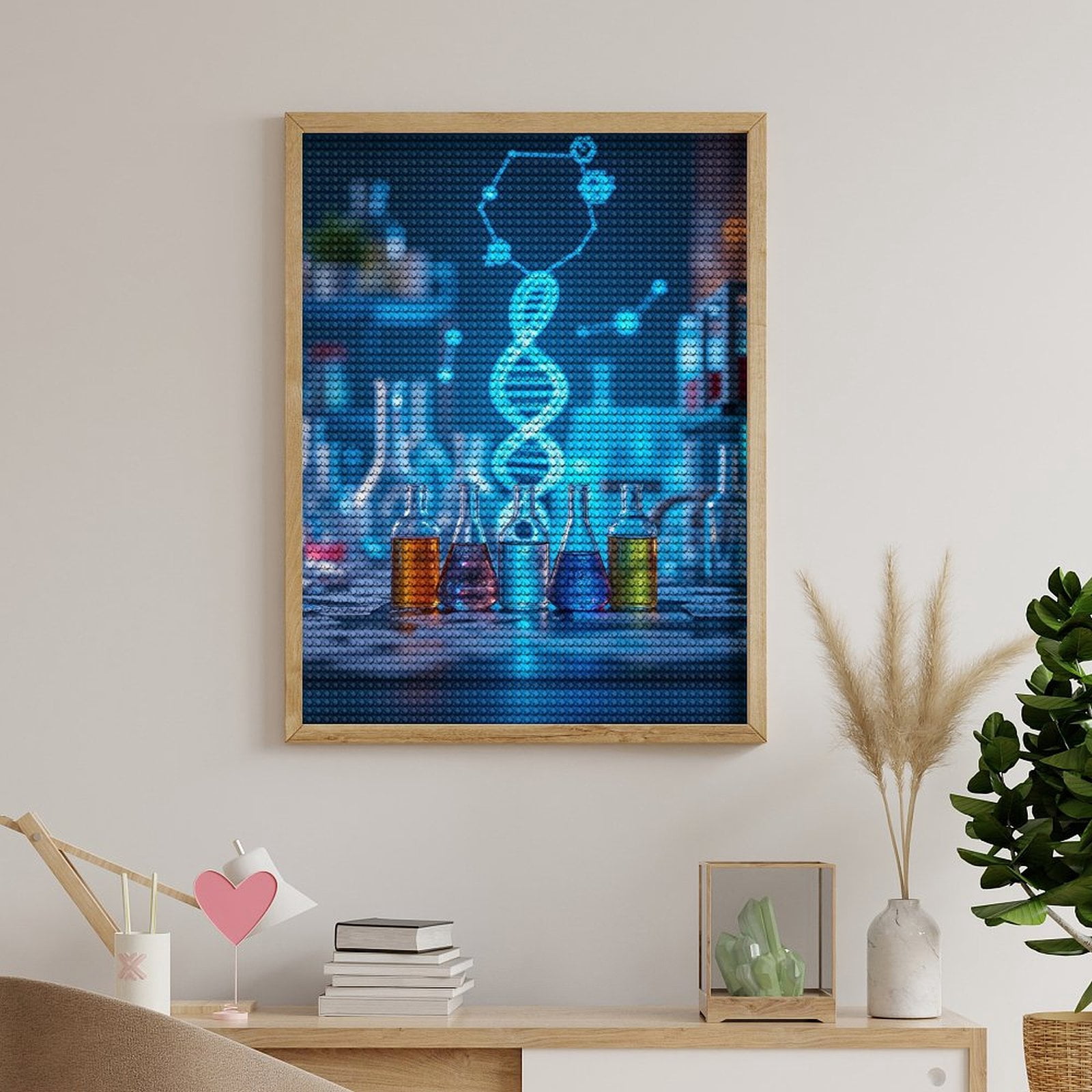 Diamond Art Kits for Adults, Laboratory Glassware DNA Helix Blueprint 5D Diamond Painting Kits for Adults Beginners, DIY Full Drill Diamond Painting, Gem Art and Crafts 12x16