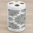 thumbnail image 1 of Mandala Ceramic Toothbrush Holder, Middle Eastern Mosaic Design Secret Body and Mandala Motif Active World Image, Decorative Versatile Countertop for Bathroom, 4.5" X 2.7", Black, by Ambesonne, 1 of 4