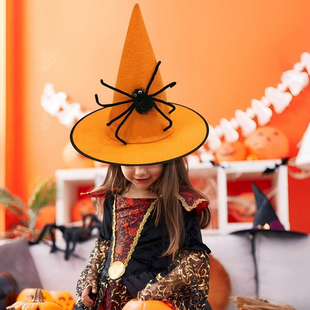 Sombrero de Bruja de Halloween, Accesorios de Disfraz de Maquillaje, Sombrero de Bruja de Araña No Tejido, Sombrero de Fiesta para Niños y Adultos