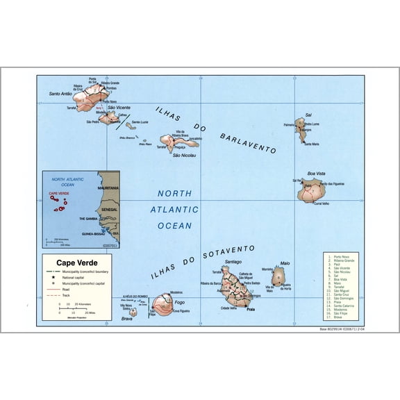 History Galore Cia Map of Cape Verde 2004 24" x 36" Poster
