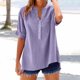 thumbnail image 4 of mfyjkho Tops Y Blusas Para Mujer, Camisa De Botones Lisa De Moda Para Mujer, Blusa Holgada Con Cuello Redondo Y Bolsillo Tops Para Mujer Xl, 4 of 7