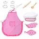 thumbnail image 1 of Kit de juego de rol para niños, disfraz de cocina, delantal impermeable, gorro, cortadores de cocina y herramientas de repostería (color rosa), 1 of 8