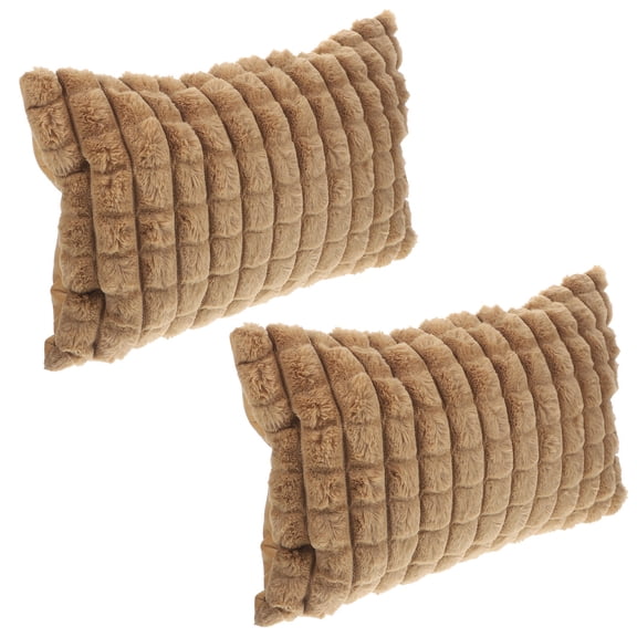 Baluue Set of 2 Soft Plush Coffee Brown Square Pillow Covers for Sofa Cushions, Decorative