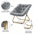 thumbnail image 5 of Pirecart Comfy Moon Chair, Foldable Soft Faux Fur Lounge Chair for Living Room, Bedroom, Dorms, X-Large Reading Chair, Gray, 5 of 12