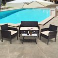 thumbnail image 1 of Costway 4PCS Patio Rotin Osier Meubles Ensemble Conversation Canapé Banc Coussiné Blanc, 1 of 10