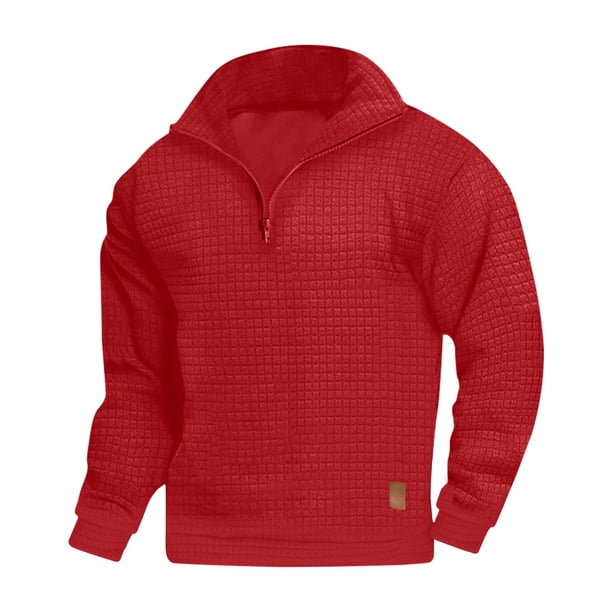 Blusa y camisa de manga larga con cuello alto para hombre, informal, lisa, con cremallera y manga larga