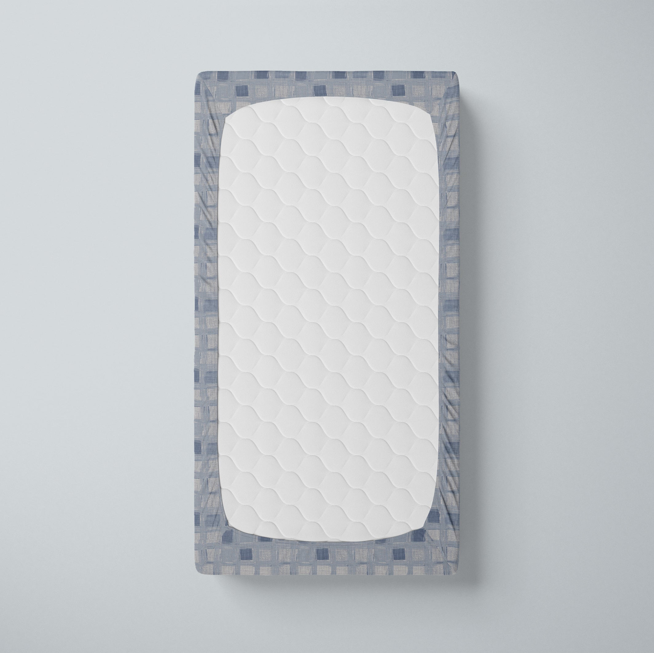 One Kind Premium Bamboo Fitted Crib Sheet for Standard Baby Cribs | Blue Squares