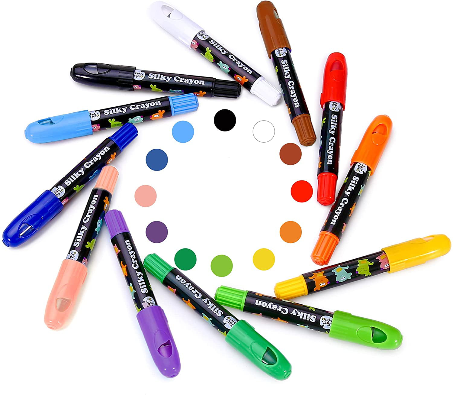 Crayon-Pastel-Watercolor ; Coloring Gift for Kids; Art Tools; Twistable Slick Crayons; Big Size; Jumbo;Christmas Gift Jar Melo Silky Crayons-36 Colors Washable Rotating Non-Toxic 3 in 1 Effect 