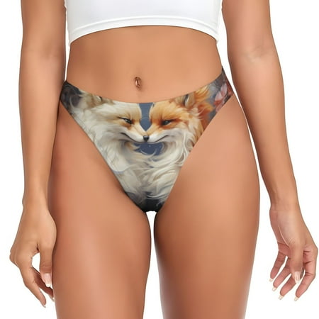 Sigee Romantic Flower Fox Couple for Women s G-String Panty  Low Rise  Soft Lace Perfect for Everyday Wear or Special Occasions-3X-Large