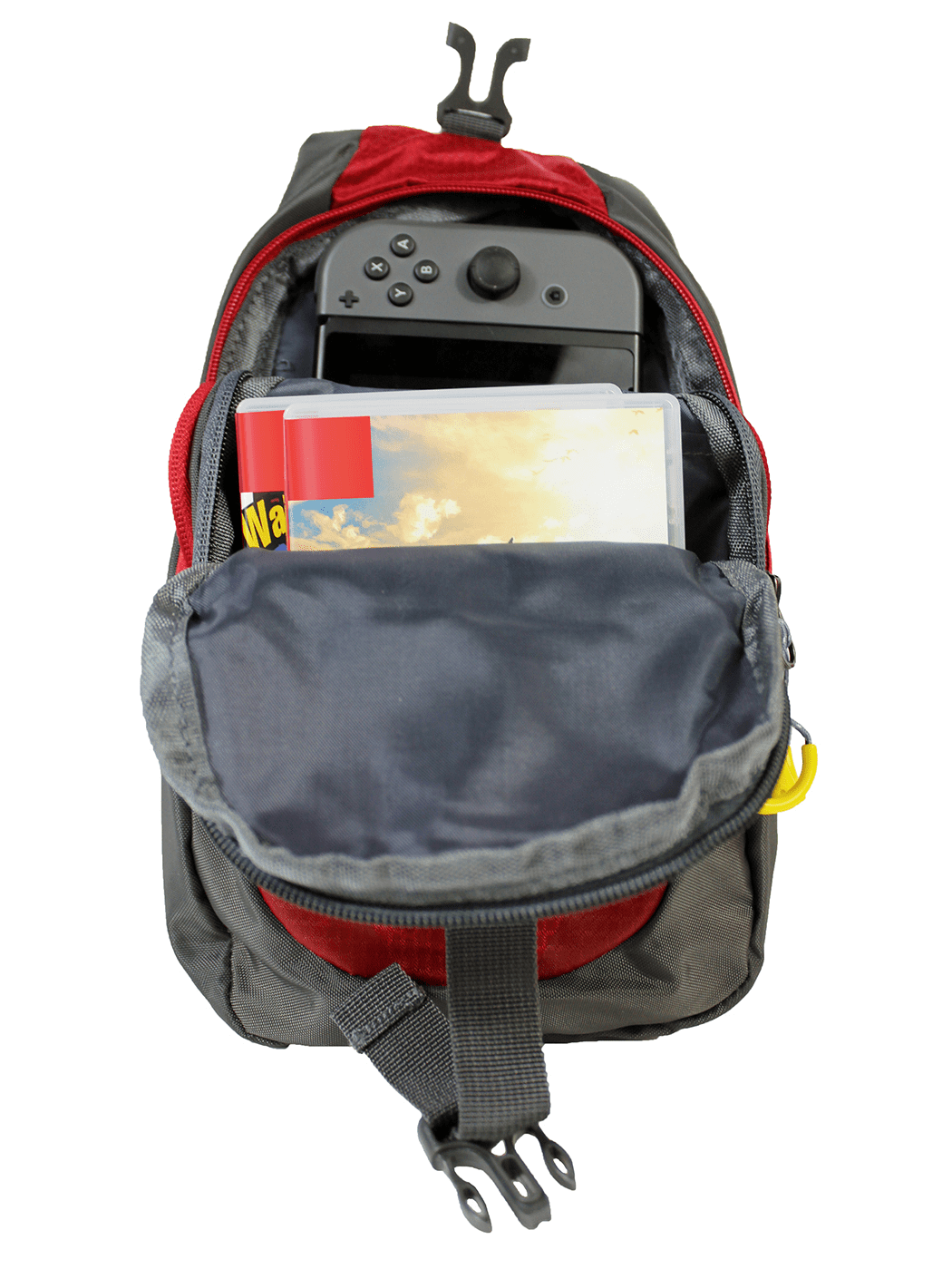 hde nintendo switch backpack gamer elite crossbody travel bag holds console games joy-cons and more (blue) by HDE