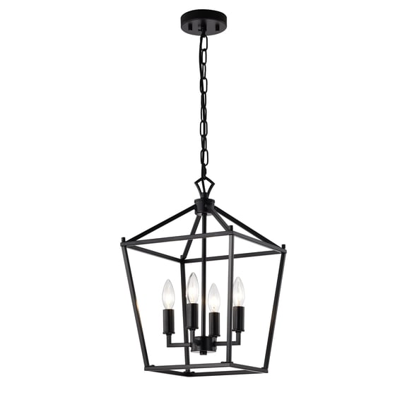 Warehouse of Tiffany Buelex 4 Light 12 inch Matte Black Lamp Post Lantern Style Iron Chandelier