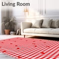 thumbnail image 2 of ODIKA 3'x5' Machine Washable Non-Slip Area Rug, Gingham Bathroom Package Non Slip Ensemble High Traffic Rug with Pad, Red, 656891, 2 of 8