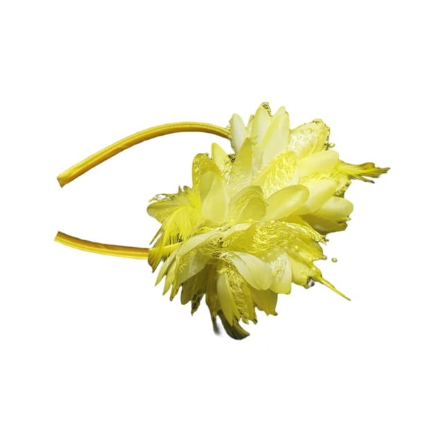 Qarigey Mujeres boda ceremonia pluma flor diadema ornamento niñas banquete diadema señoras Cosplay cabeza accesorio Decoración Accesorio para el cabello Amarillo Qarigey AP012180-02B