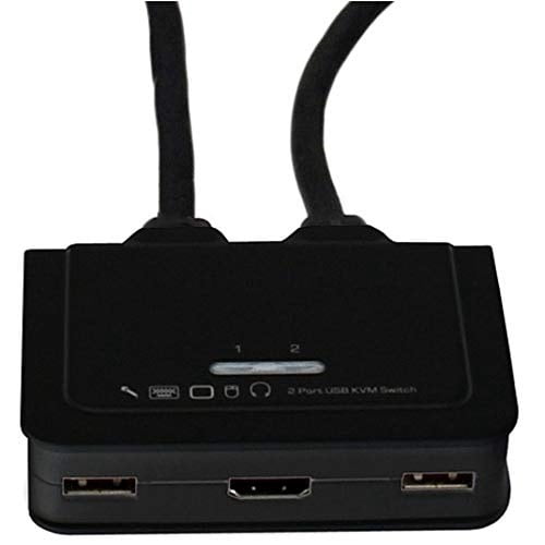 StarTech 2-Port USB HDMI Cable KVM Switch with Audio and Remote Switch, USB-Powered