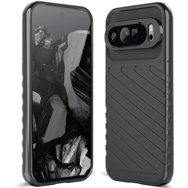 KOMI for Pixel 9/Pixel 9 Pro Case: Shock Absorption Anti Scratch Heavy Duty Durable Drop Protection Cell Phone Cover for Google Pixel 9/Pixel 9 Pro (LT Black)