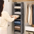 thumbnail image 4 of 6 Shelf Hanging Closet Organizer With 2 Side Pockets, Breathable Hook‑Mounted Shelf For Dorm Closet Garment Sorting & Household Storage(Black), 4 of 5