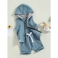 thumbnail image 3 of Bagilaanoe 2pcs Toddler Baby Boy Short Pants Set Sleeveless Zipper Hoodie Tops + Shorts 3M 6M 12M 18M 24M 3T Kids Casual Summer Outfits, 3 of 9