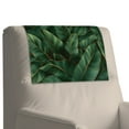 thumbnail image 4 of COEQINE Recliner Headrest Protector PU Leather Waterproof Couch Headrest Covers with Adhesive Backed Hook and Loop Fasteners for Home Living Room Decor, 17x27 Inch, Tropical Banana Leaf, Set of 3, 4 of 7