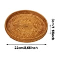 thumbnail image 3 of Round Rattan Tray Woven Serving Platter for Coffee Table Breakfast Drinks Decorative Plate Kitchen Vanity Organizer, 3 of 6