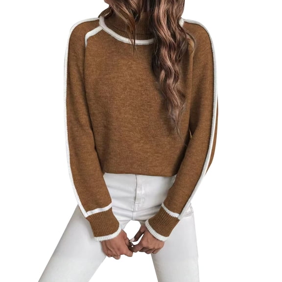 Turtleneck Sweater Women's Autumn And Winter New Knitted Sweater Pullover Shoulder Length Long Sleeved High Neck Top Solid Color Loose Casual Versatile Sweater Sweaters For Women