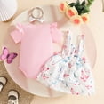 thumbnail image 4 of TOWED22 Baby Clothes Girl Newborn Infant Girls Summer Outfit Short Sleeve Romper Daisy Short Headband Set Pink,3-6 M, 4 of 5