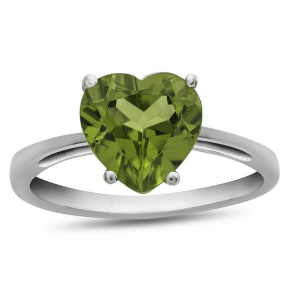 FJC Finejewelers 10k White Gold 7mm Solitaire Heart Shaped Peridot Ring