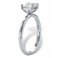 thumbnail image 2 of PalmBeach Jewelry Princess-Cut or Round-Cut Created White Sapphire Solitaire Engagement Ring in Platinum-Plated Sterling Silver, 2 of 5