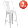 thumbnail image 4 of Commercial Grade 4 Pack 24" High White Metal Indoor-Outdoor Counter Height Stool with Back, 4 of 9