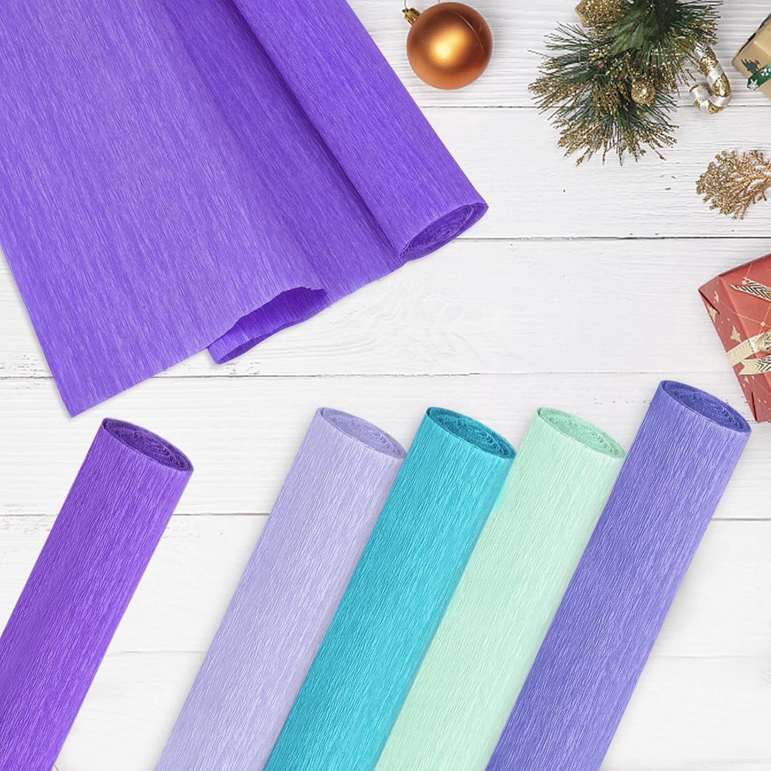 Crepe Paper Streamers 8 Rolls, 10 x 98Inch 8 Mermaid Colors Crepe Paper Sheets for DIY Gift Colourful Paper Flower Wrapping Paper Crafts Birthday Wedding Holiday Party Decorations