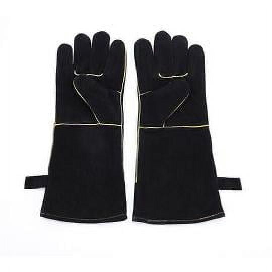 Guantes térmicos ambidiestros de cuero de vaca, protección ignífuga para estufas de leña para soldadores profesionales, entusiastas de las barbacoas, usuarios de hornos, cuidadores de chimeneas,
