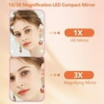 thumbnail image 2 of HLONK Compact Mirror with Light and Magnification 1X/3X  Portable LED Travel Makeup Mirror Mini Foldable Magnetic Closing Pocket Mirror Handheld Compact Purse Mirror for  Girls  Green, 2 of 7