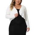 thumbnail image 1 of Cárdigan Plus Size Agnes Orinda para Mujeres, de Manga Larga, Abierto por Delante, Elegante, Corto, Tipo Bolero, Talla 2X, Blanco, 1 of 6