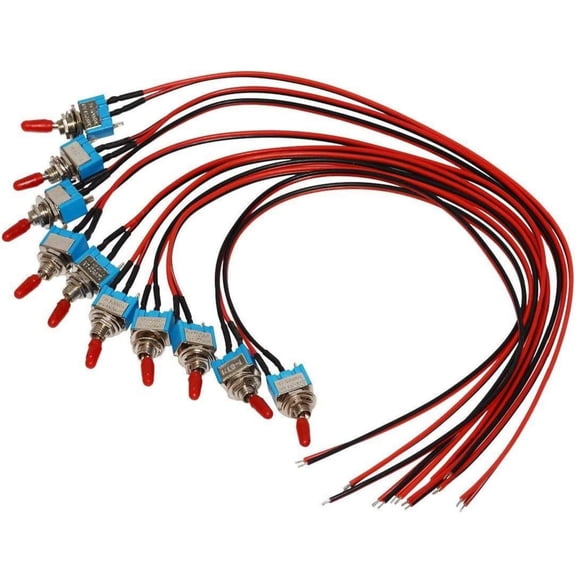JIAHAOO Miniature Toggle Switch SPST Pre Wired for Car Racing Boat Marine Auto On Off 3 Pin 6A/125V 3A/250V 6mm Hole