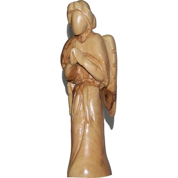Angel (annunciation) - carved in olive wood, modern style (18.5cm or 7.4 Inches)