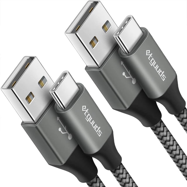 Etguuds Cable Usb C Largo De 10 Pies De Carga Rápida, Paquete De 2 Cables De Carga Usb A A Tipo C Trenzado De Nailon Compatible Con Samsung Galaxy Note 20/10/10+/9/8 S10 S10E S20 S9 S8 Plus A10E A20 A