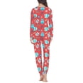 thumbnail image 4 of Renewold Warmth Red Pajamas Set of 2 Women Casual PJ Pants with Pockets Soft Crewneck Athletic Clothing Flower Easter Egg Indoor Daily Wear Sweatsuit Size XS, 4 of 4