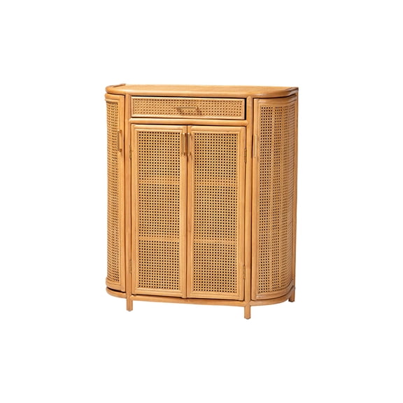 bali & pari McKenna Rattan Storage Cabinet - Handwoven Wicker Accent Cabinet