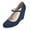 Navy Blue, variant on Dellytop Womens Mary Jane Pumps Ankle Strap High Heel Round Toe Wedge Shoes