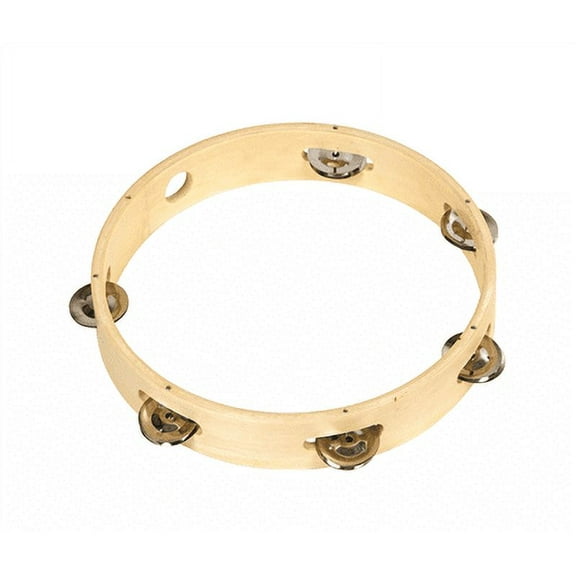 Westco 10" Headless Tambourine: Wooden Design with 6 Sets of Brightly Toned Jingles & Satin Finish Rim - Lightweight & Versatile Percussion Instrument