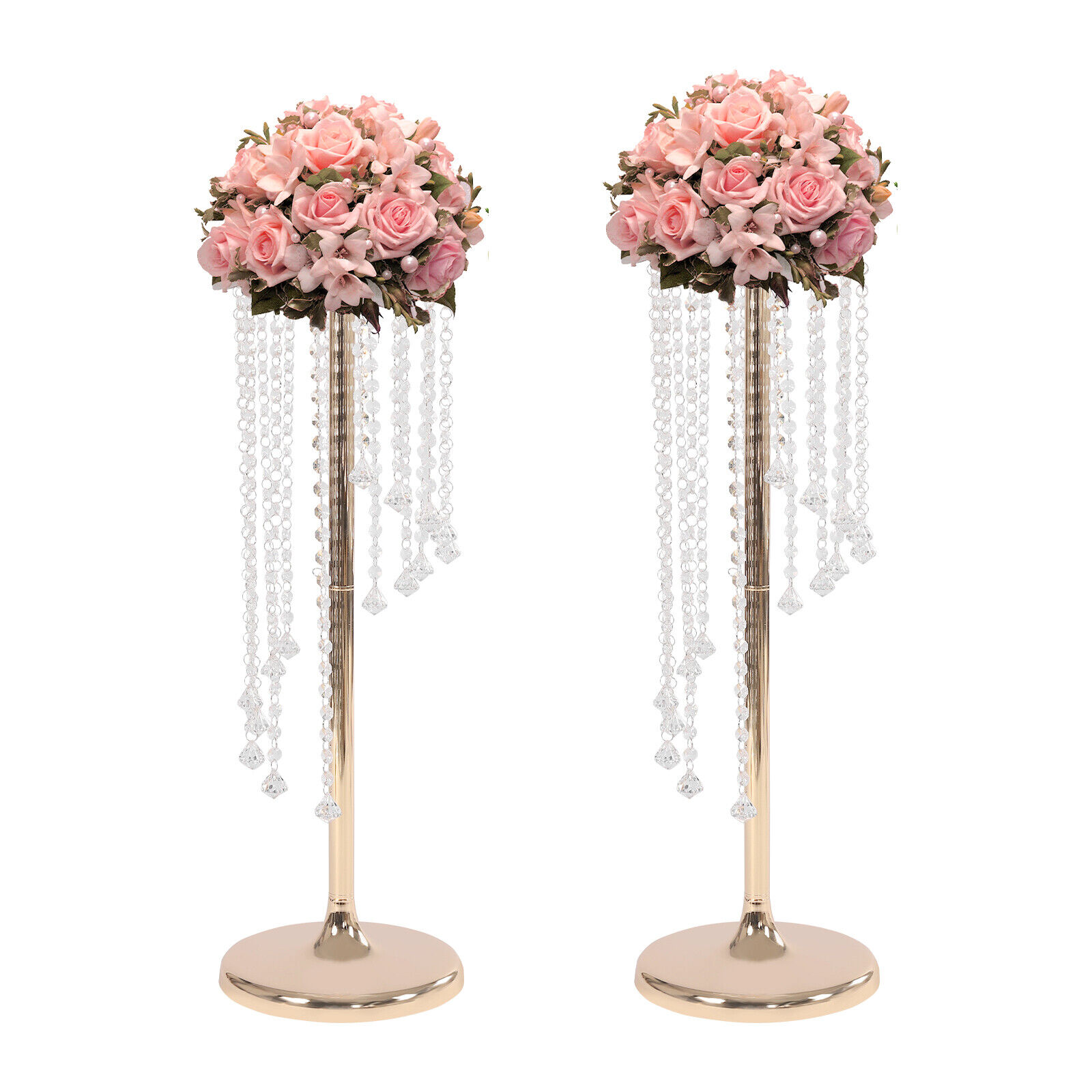 Oukaning 2Pcs 70cm Wedding Centrepiece Flower Stands Floor Flower Vase